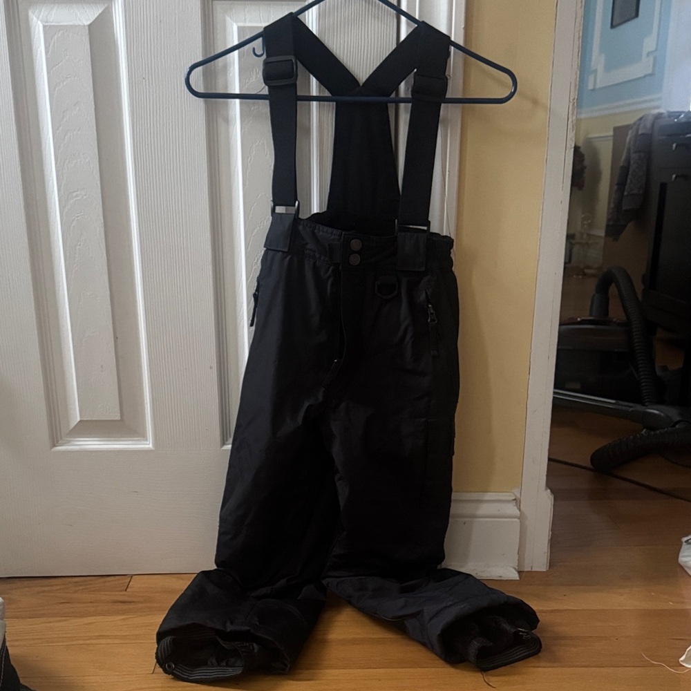 Girls  Black Suspender Ski Pants